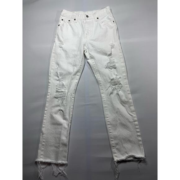 Levi's Denim - Levi's 501 Women's Button Fly Straight Leg White Denim Jeans - Size 25x28